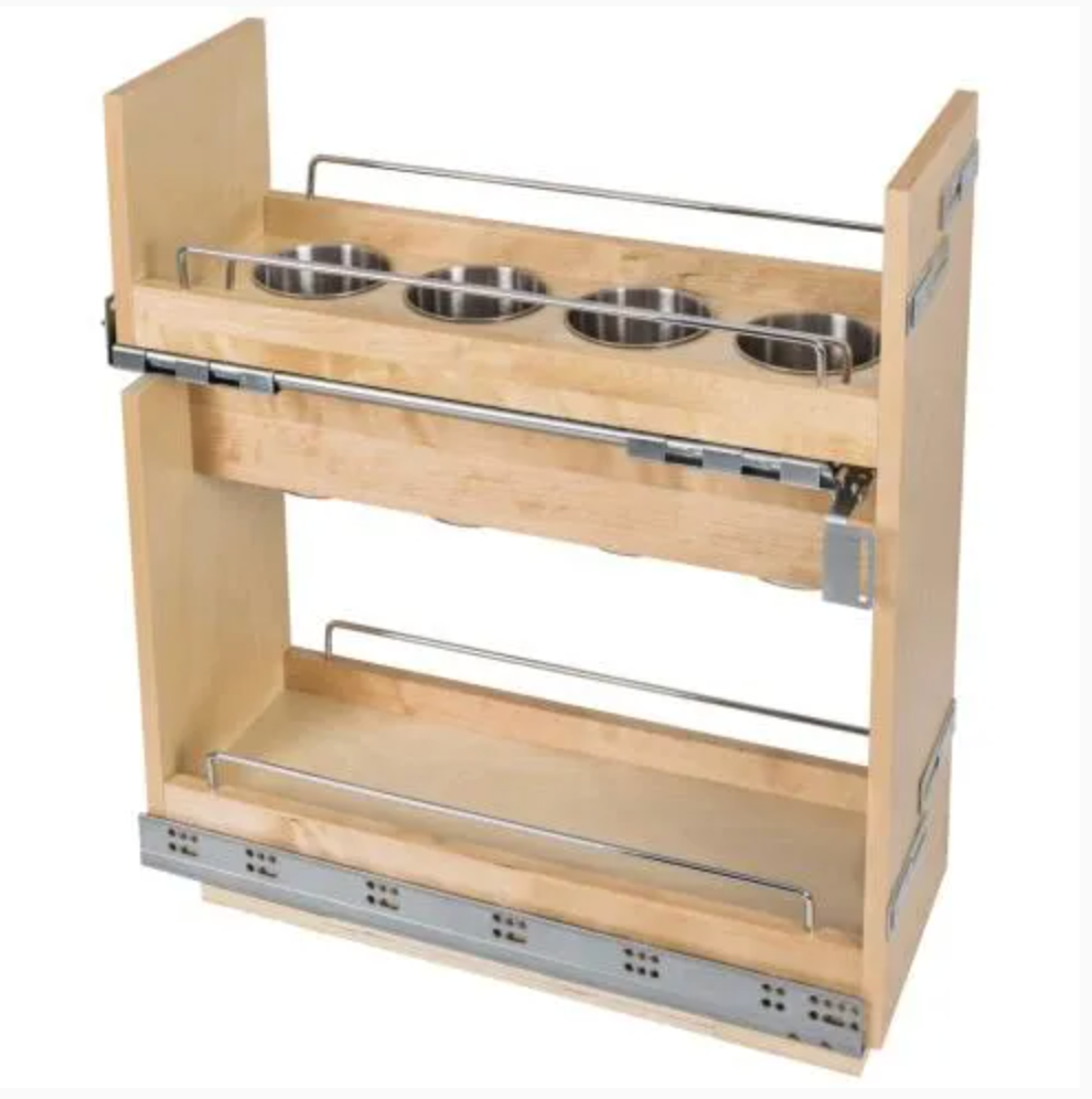 8" "No Wiggle" Utensil Bin Soft-close Base Cabinet Pullout