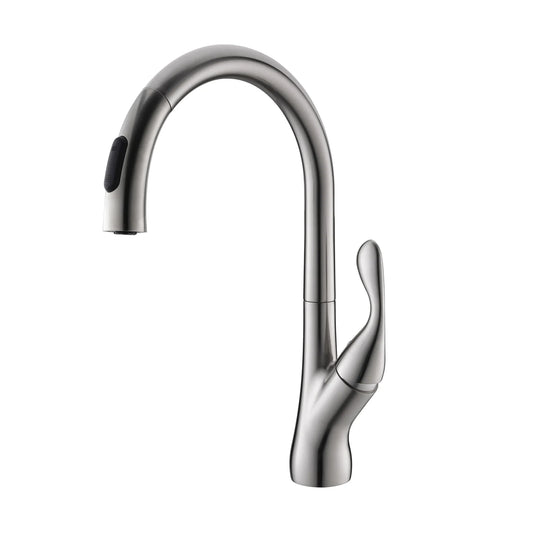 DAX Single Handle Pull Down Kitchen Faucet with Dual Sprayer and Swivel Spout, Brass Body, Brushed Nickel Finish, 9-1/8 x 15-5/8 Inches (DAX-6985E-BN) Sale price