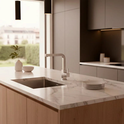 DAX Single Handle Pull Down Kitchen Faucet - Brushed Nickel (DAX-12072-BN)