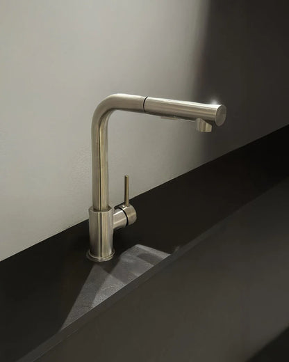 DAX Single Handle Pull Out Kitchen Faucet Brushed Nickel Finish (DAX-8213-BN)