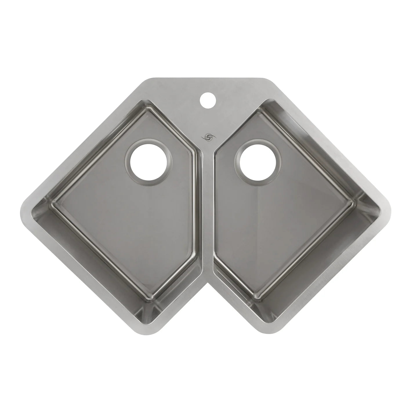 DAX Handmade Corner Double Bowl Undermount Kitchen Sink, 16 Gauge Stainless Steel, Brushed Finish, 32-3/4 x 22-3/4 x 10 Inches (DAX-347)