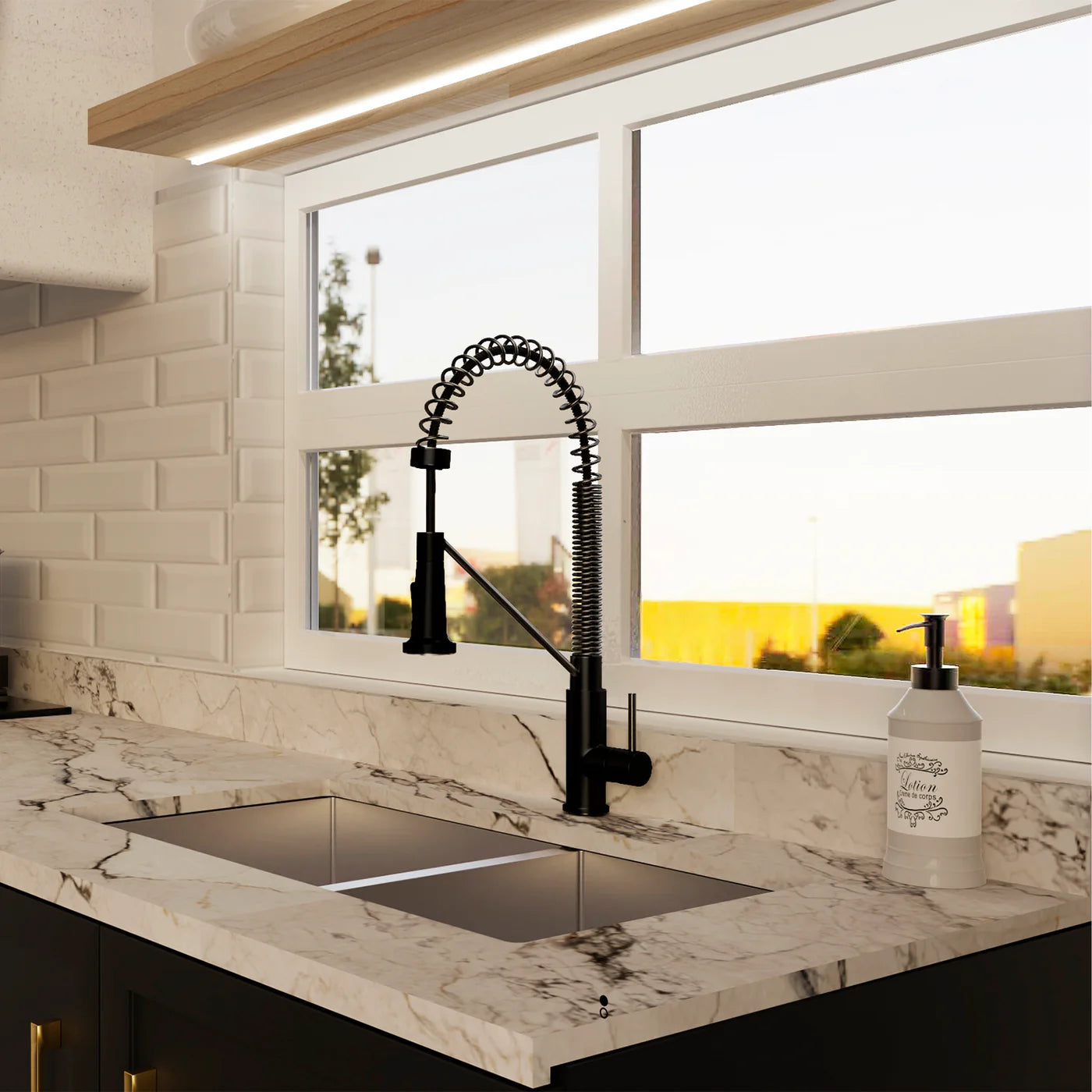 DAX Industrial Single Handle Pull Out Kitchen Faucet