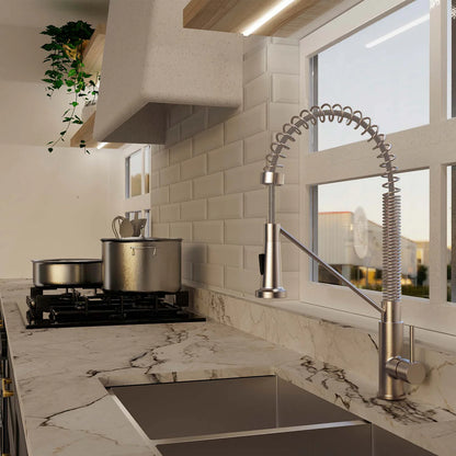 DAX Industrial Single Handle Pull Out Kitchen Faucet