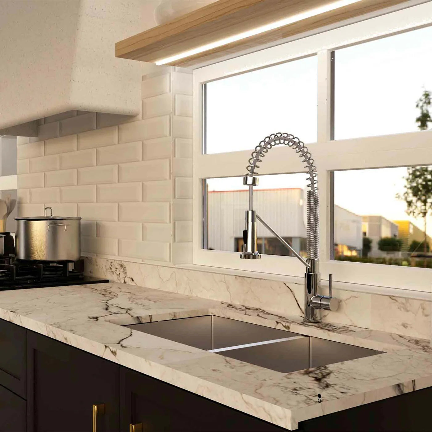 DAX Industrial Single Handle Pull Out Kitchen Faucet
