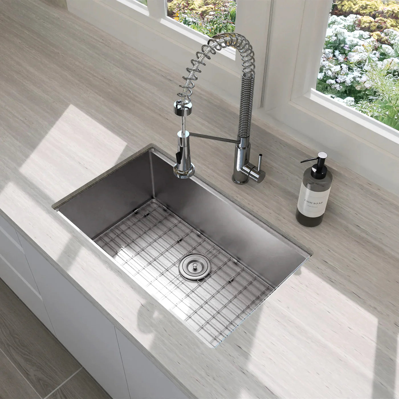 DAX Workstation Undermount Single Bowl Kitchen Sink - Handmade - Stainless Steel 304 -18 Gauge - Accessories Included (DAX-WS3019-R10)