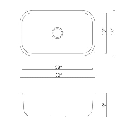 DAX Stainless Steel Undermount Single Bowl Kitchen Sink KA-3018