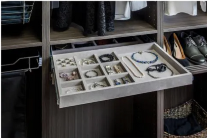 Black Felt 10-Compartment Jewelry Organizer Drawer