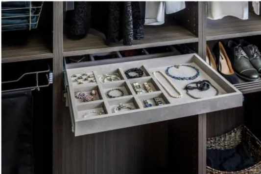 Black Felt 10-Compartment Jewelry Organizer Drawer