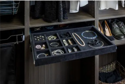 Black Felt 10-Compartment Jewelry Organizer Drawer