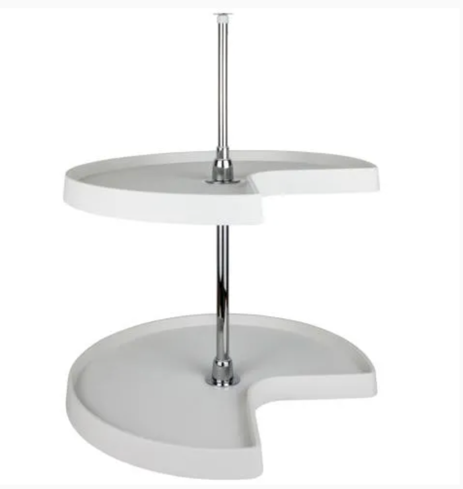 28" Kidney Two-Shelf Plastic Lazy Susan Set with Chrome Hubs