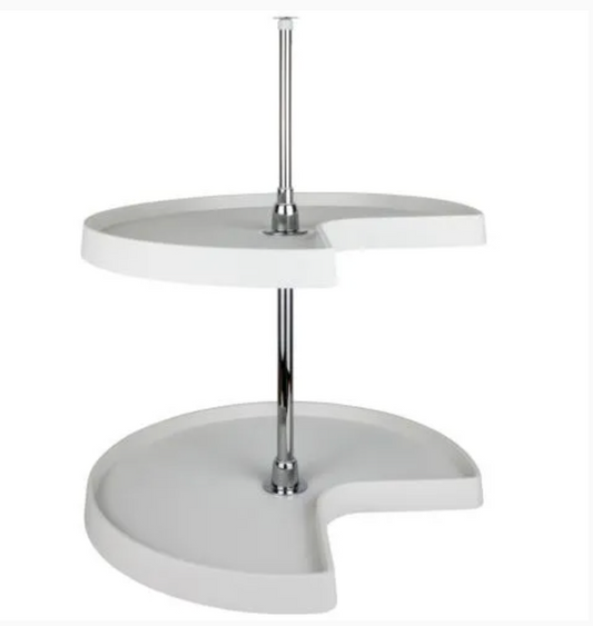 28" Kidney Two-Shelf Plastic Lazy Susan Set with Chrome Hubs