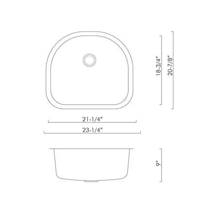 DAX Single Bowl Undermount Kitchen Sink, 18 Gauge Stainless Steel, Brushed Finish , 23-1/4 x 20-7/8 x 9 Inches (DAX-2321) Sale price