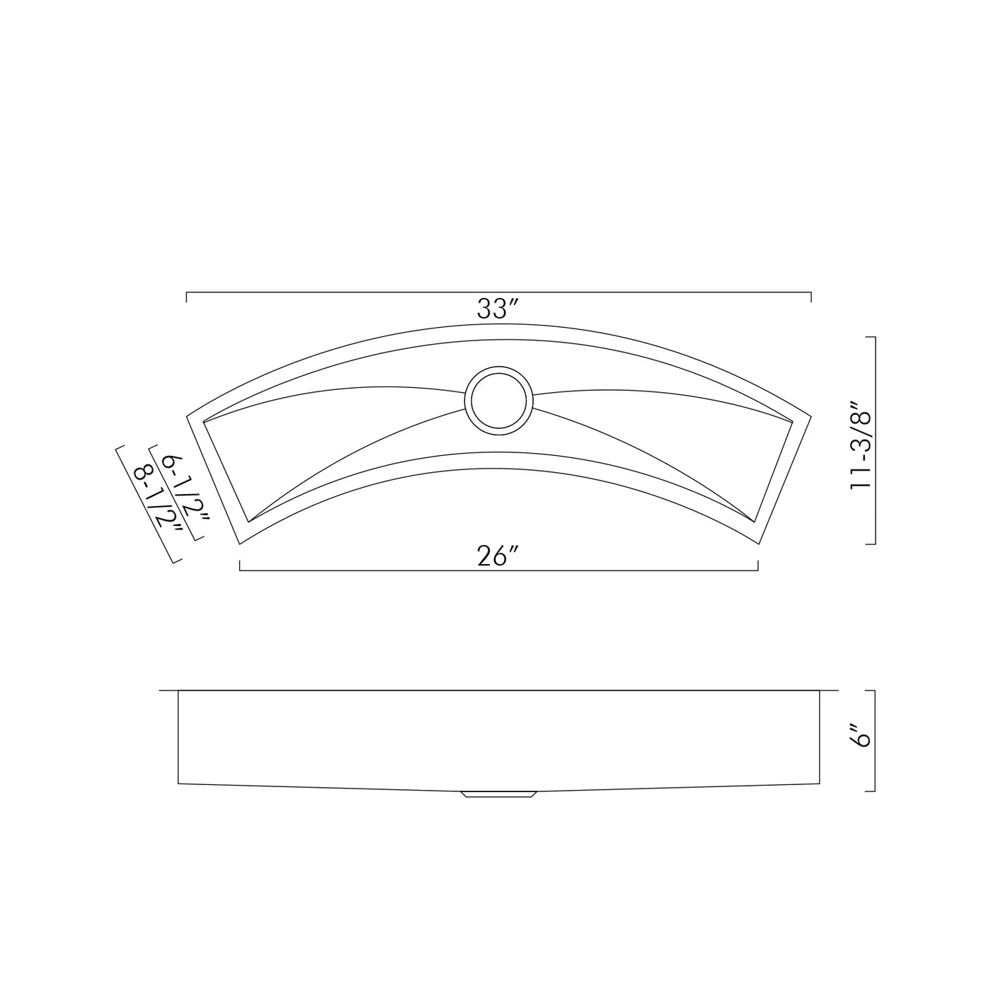 DAX Handmade Undermount Bar Sink, 16 Gauge Stainless Steel, Brushed Finish, 33 x 8-1/2 x 6 Inches (DAX-SQ-3312-C)