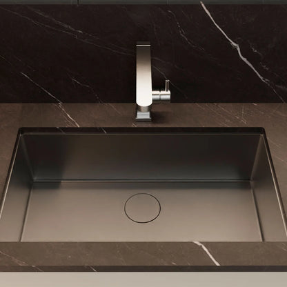 DAX Handmade Nanometre Single Bowl Undermount Kitchen Sink - Black Stainless Steel 304 - Accessories Included (DAX-NB3018-R10)