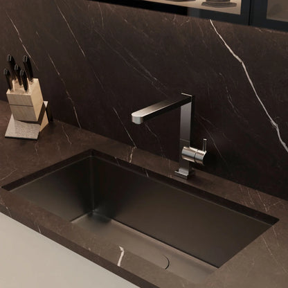 DAX Handmade Nanometre Single Bowl Undermount Kitchen Sink - Black Stainless Steel 304 - Accessories Included (DAX-NB3018-R10)
