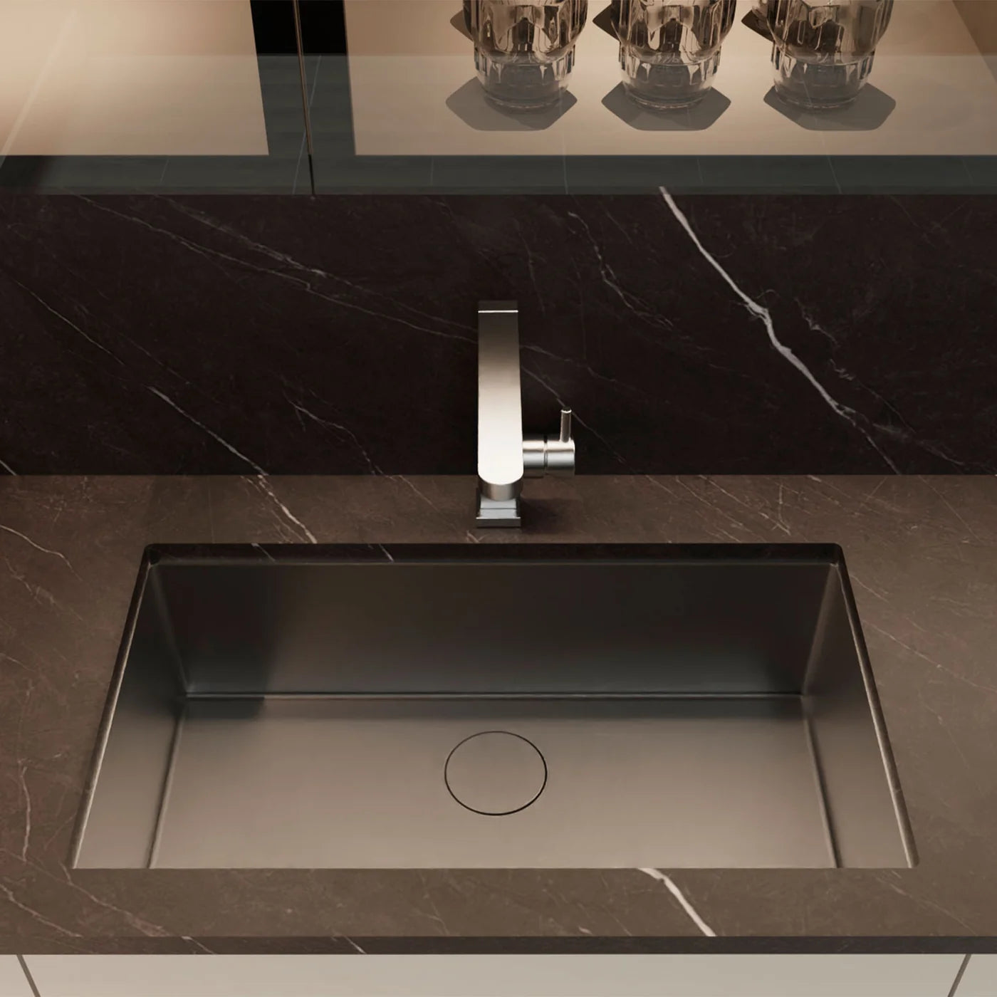 DAX Handmade Nanometre Single Bowl Undermount Kitchen Sink - Black Stainless Steel 304 - Accessories Included (DAX-NB3018-R10)