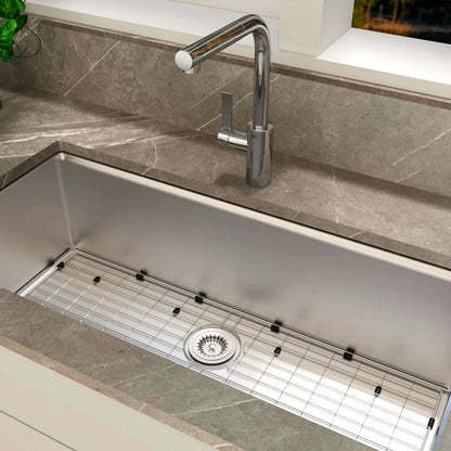 DAX Workstation Single Bowl Undermount Kitchen Sink 40 x 18 - R10 - 18G. Accessories Included (DX-WS4019-R10)
